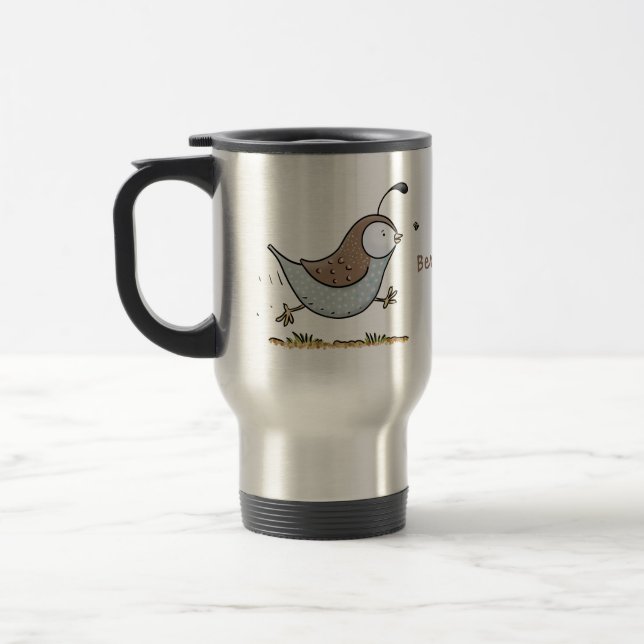 Taza De Viaje Ilustracion de personalizado de codorniz de califo (Izquierda)