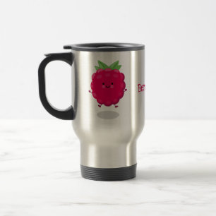 Taza De Viaje Ilustracion de personalizado de frambuesa alegre