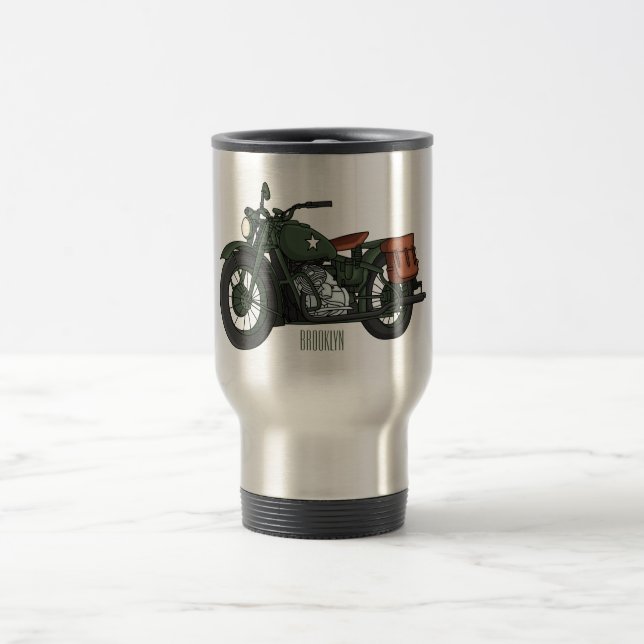 Taza De Viaje Ilustracion de personalizado de motocicleta de cru (Centro)