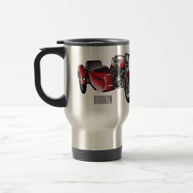 Taza De Viaje Ilustracion de personalizado de motocicletas Sidec (Izquierda)