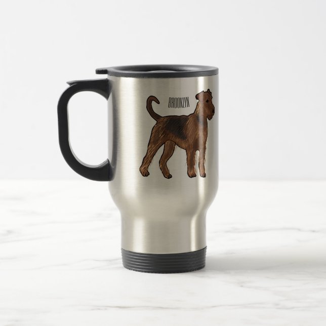 Taza De Viaje Ilustracion de personalizado de perro Airedale ter (Izquierda)