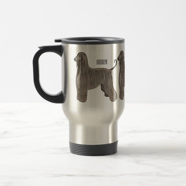 Taza De Viaje Ilustracion de personalizado de perro de perro per (Izquierda)