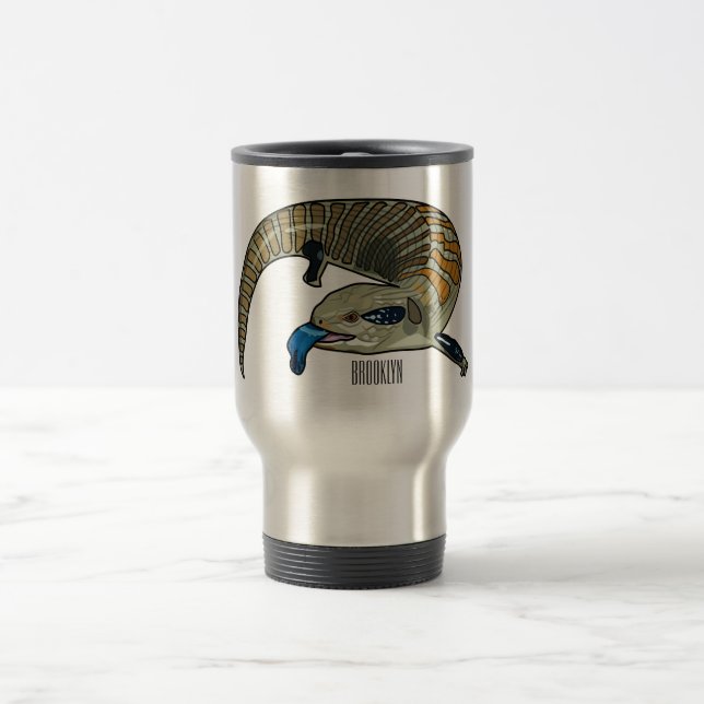 Taza De Viaje Ilustracion de personalizado de piel de tono azul (Centro)
