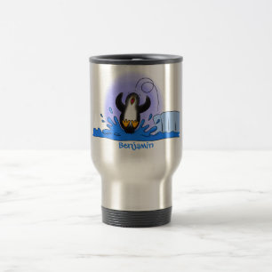 Taza De Viaje Ilustracion de personalizado de pingüino puenteado