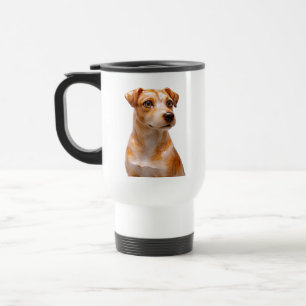 Taza De Viaje Ilustración de retrato de cachorro bronceado y bla