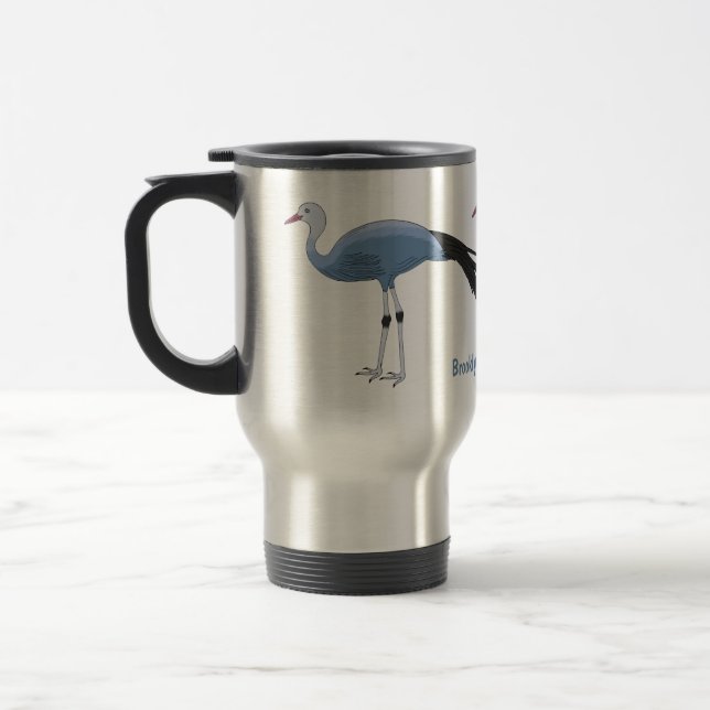 Taza De Viaje Ilustracion del personalizado de las grúas azules (Izquierda)
