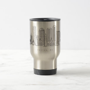 Taza De Viaje Ilustración minimalista del horizonte de la ciudad
