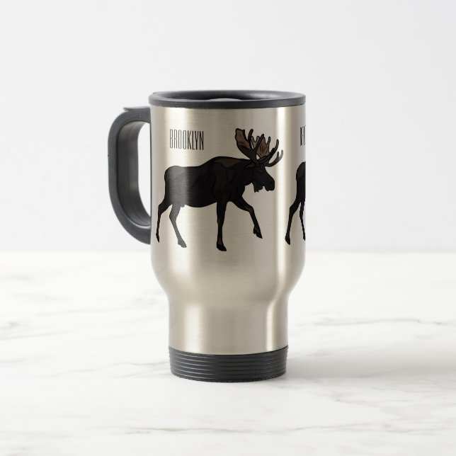 Taza De Viaje Ilustracion Moose personalizado (Anverso izquierdo)