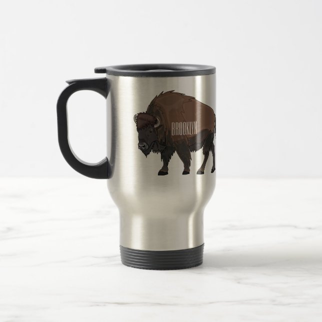 Taza De Viaje Ilustracion personalizado Bison (Izquierda)