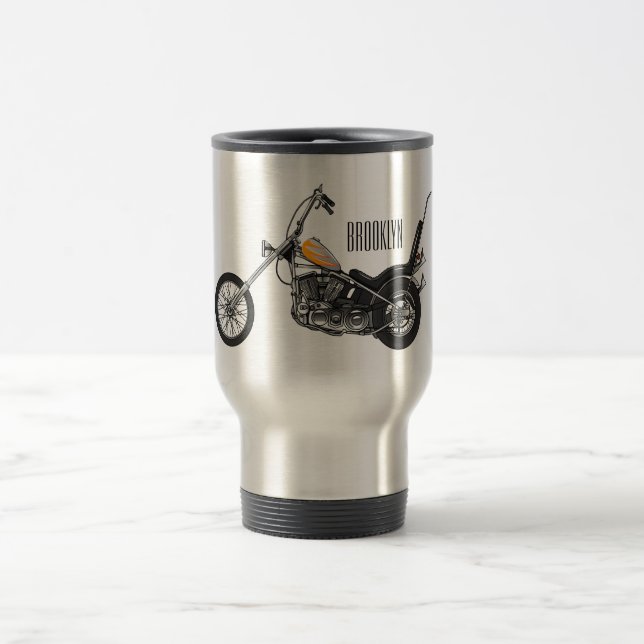 Taza De Viaje Ilustracion personalizado Chopper Motorcycle 1950 (Centro)