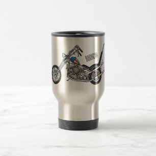 Taza De Viaje Ilustracion personalizado Chopper Motorcycle 1950