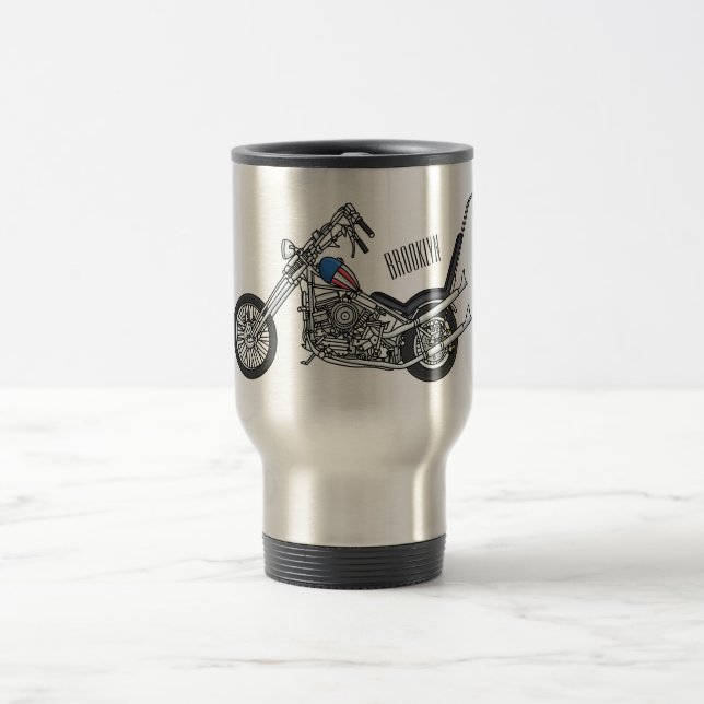 Taza De Viaje Ilustracion personalizado Chopper Motorcycle 1950 (Centro)