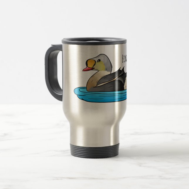 Taza De Viaje Ilustracion personalizado de aves King eider (Anverso izquierdo)