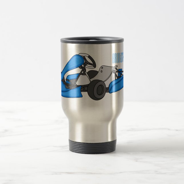 Taza De Viaje Ilustracion personalizado de carreras de Kart (Centro)