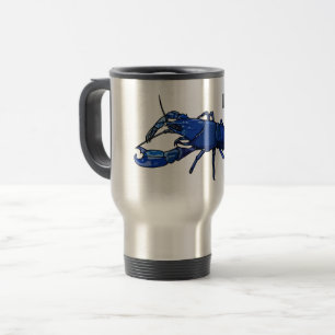 Taza De Viaje Ilustracion personalizado de cigalas de marrón azu