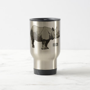 Taza De Viaje Ilustracion personalizado de Javan rhinoceros