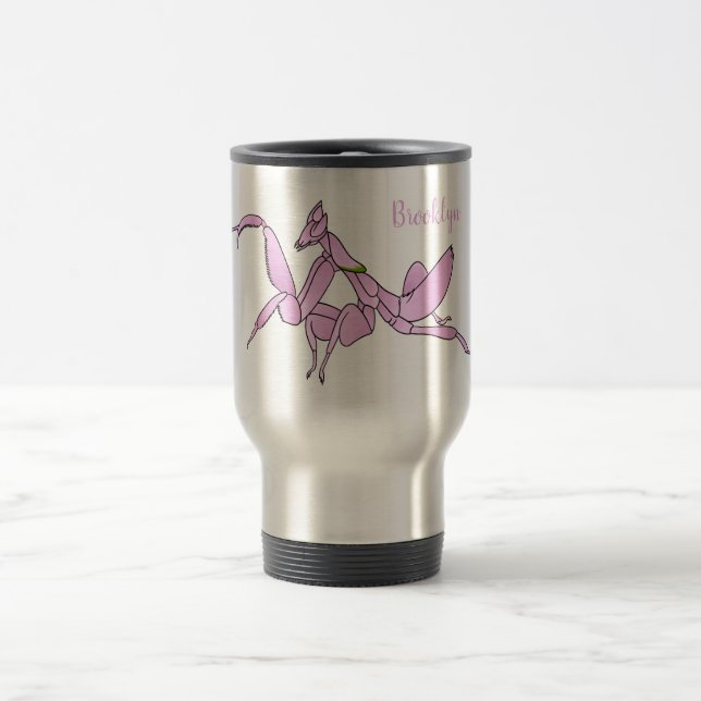 Taza De Viaje Ilustracion personalizado de mantis orquídea (Centro)