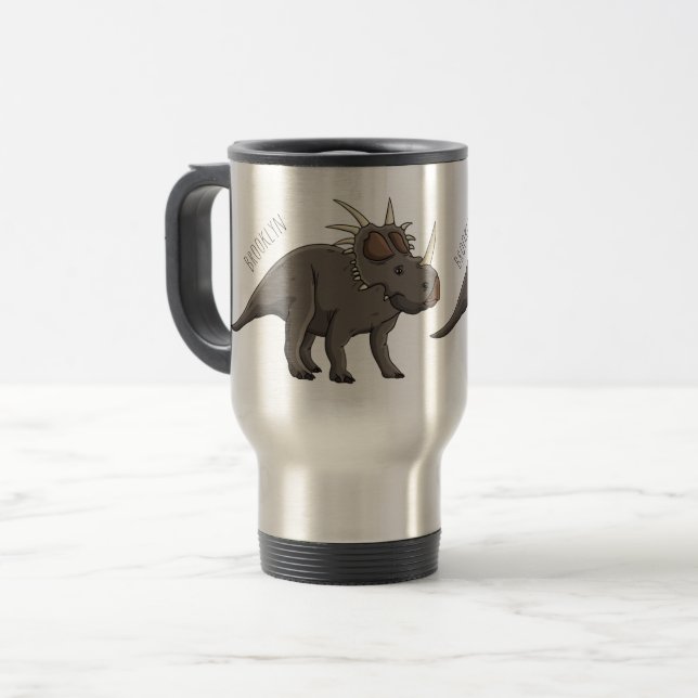 Taza De Viaje Ilustracion personalizado de Styracosaurus (Anverso izquierdo)