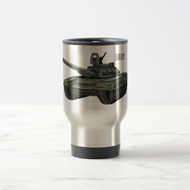 Taza De Viaje Ilustracion personalizado de tanques (Centro)