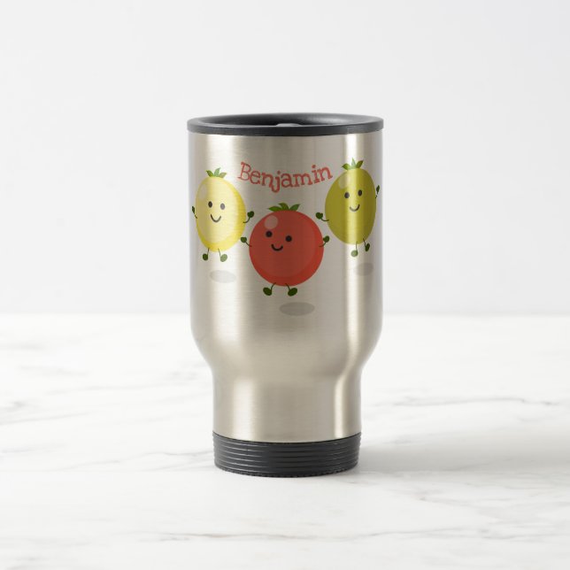Taza De Viaje Ilustracion personalizado de tomates de cerezo (Centro)