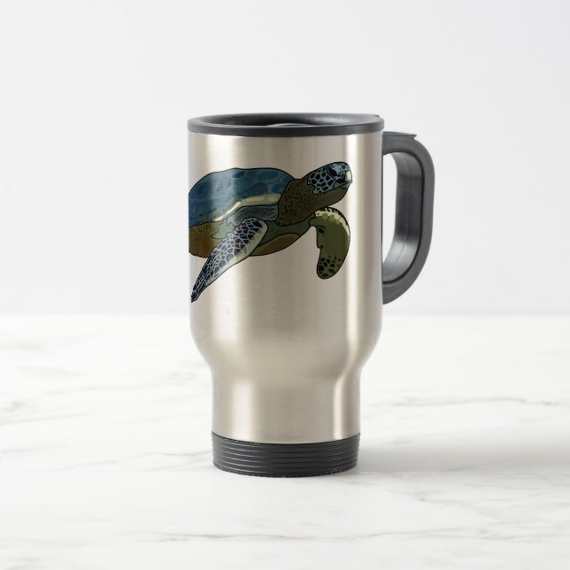 Taza De Viaje Ilustracion personalizado de tortugas marinas (Anverso derecho)