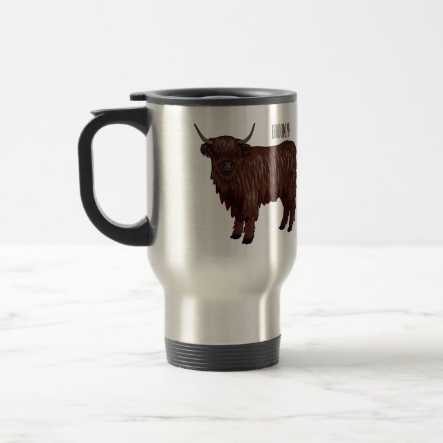 Taza De Viaje Ilustracion personalizado de vaca de Highland (Izquierda)