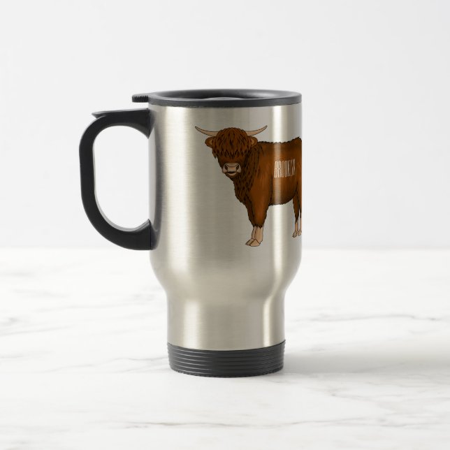 Taza De Viaje Ilustracion personalizado de vaca de Highland (Izquierda)