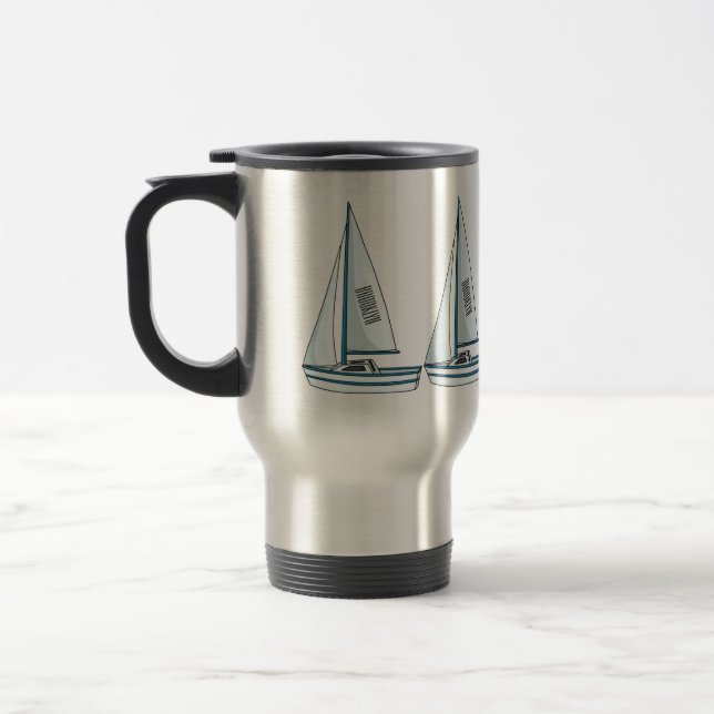 Taza De Viaje Ilustracion personalizado de velero (Izquierda)