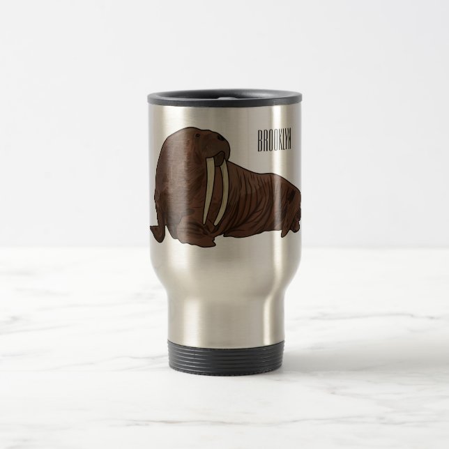 Taza De Viaje Ilustracion personalizado de Walrus (Centro)