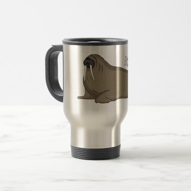 Taza De Viaje Ilustracion personalizado de Walrus (Anverso izquierdo)