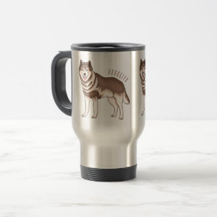 Taza De Viaje Ilustracion personalizado husky siberiano