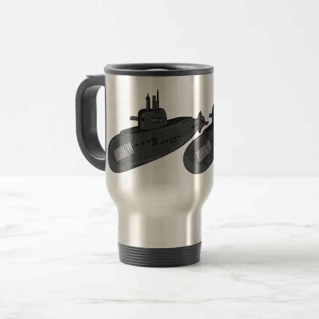 Taza De Viaje Ilustracion personalizado submarino (Anverso izquierdo)