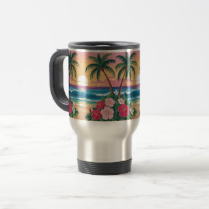 Taza De Viaje Ilustracion Retro Beach de Summer Vibes