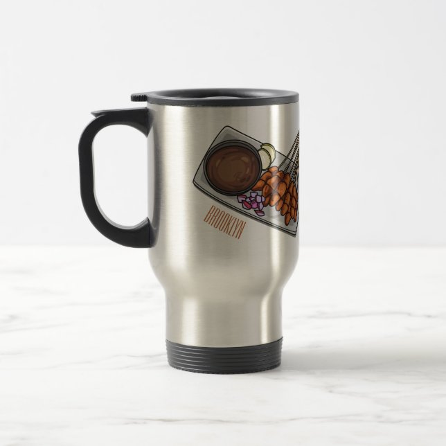 Taza De Viaje Ilustracion Satay personalizado (Izquierda)