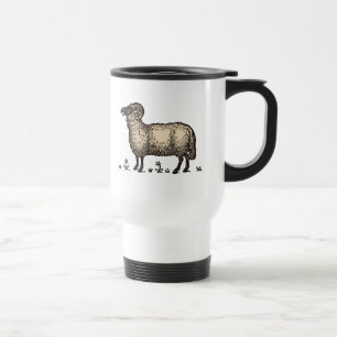 Taza De Viaje Ilustración Vintage de Oveja: Arte Clásico de Gran