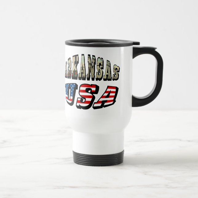 Taza De Viaje Imagen de Arkansas y texto de la bandera de los (Derecha)