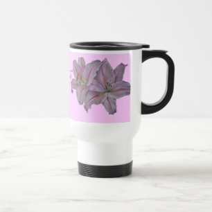 Taza De Viaje imagen de flores de lirio rosa bonito floridas
