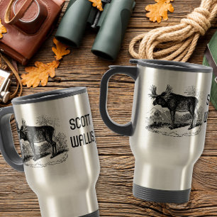 TAZA DE VIAJE IMAGEN DE LOS ALCES CON NOMBRES PERSONALIZADOS