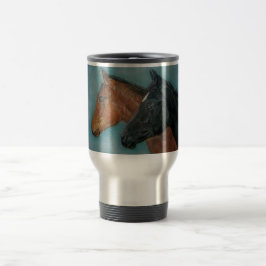 Taza De Viaje imagen equina de la crema de castaño de fola negra