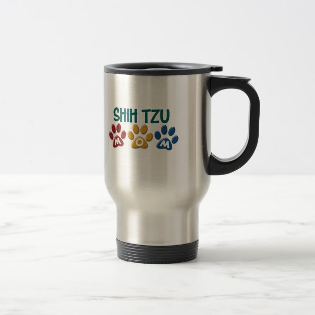 Taza De Viaje Impresión 1 de la pata de la mamá de SHIH TZU (Derecha)