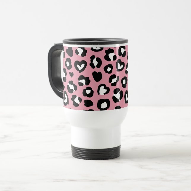 Taza De Viaje Impresión animal, leopardo rosado, puntos de chita (Anverso izquierdo)