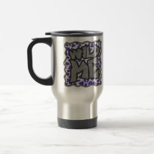 Taza De Viaje Impresión dálmata en blanco y púrpura
