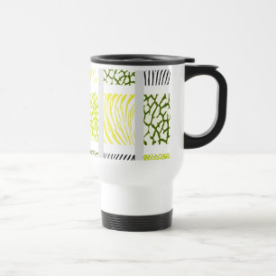 Taza De Viaje Impresión de animales mixtos blancos y amarillos