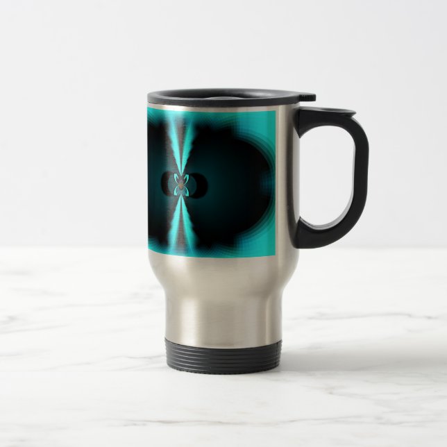 Taza De Viaje Impresión de arte abstracto de cian y negro (Derecha)