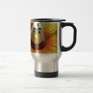 Taza De Viaje Impresión de Arte de Pájaro Escultórico en Girasol
