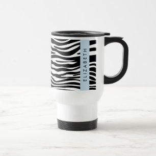 Taza De Viaje Impresión de cebra, franjas, negro y blanco, su no