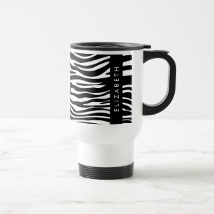 Taza De Viaje Impresión de cebra, franjas, negro y blanco, su no