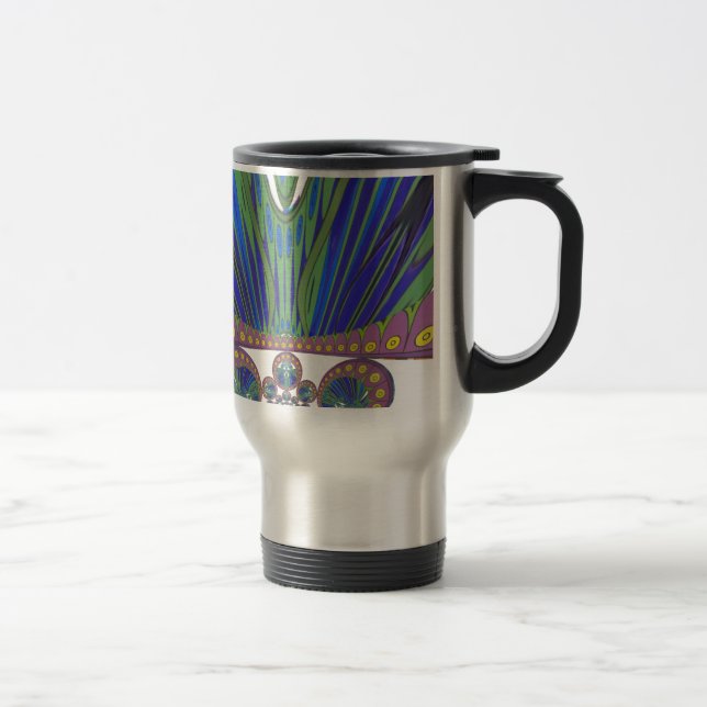 Taza De Viaje Impresión de diseño de arte decorativo negro azul  (Derecha)