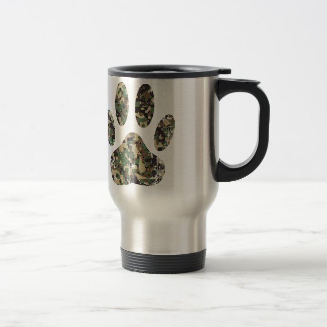 Taza De Viaje Impresión de la garra de perro de Camo con problem (Derecha)