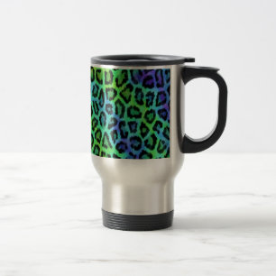 Taza De Viaje Impresión De Leopardo Azul Y De Mint